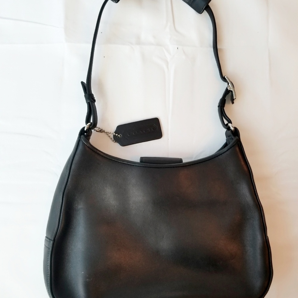 Black Leather Coach Mini Shoulder Bag